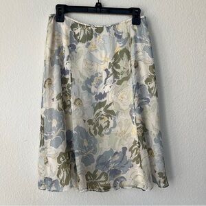 Talbots 100% Silk Floral A-Line Skirt Size 8 Fully Lined